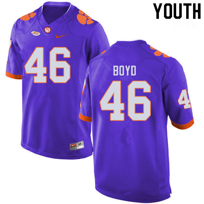 Youth #46 John Boyd Clemson Tigers College Football Jerseys Sale-Purple - Click Image to Close